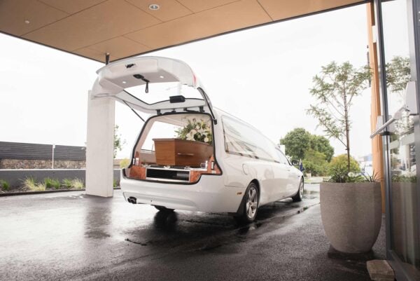 Fountains Funerals Hearse Outside Chapel 51