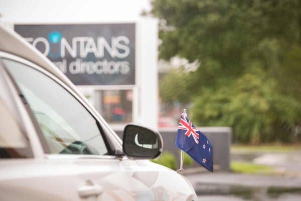 Fountains Funerals Hearse With Nz Flag 58